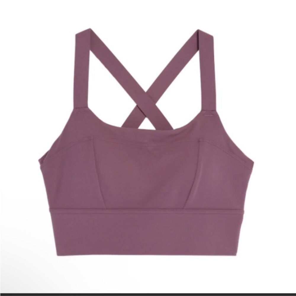 Athleta Mauve Square-Neck Longline Sports Bra - Picture 4 of 6